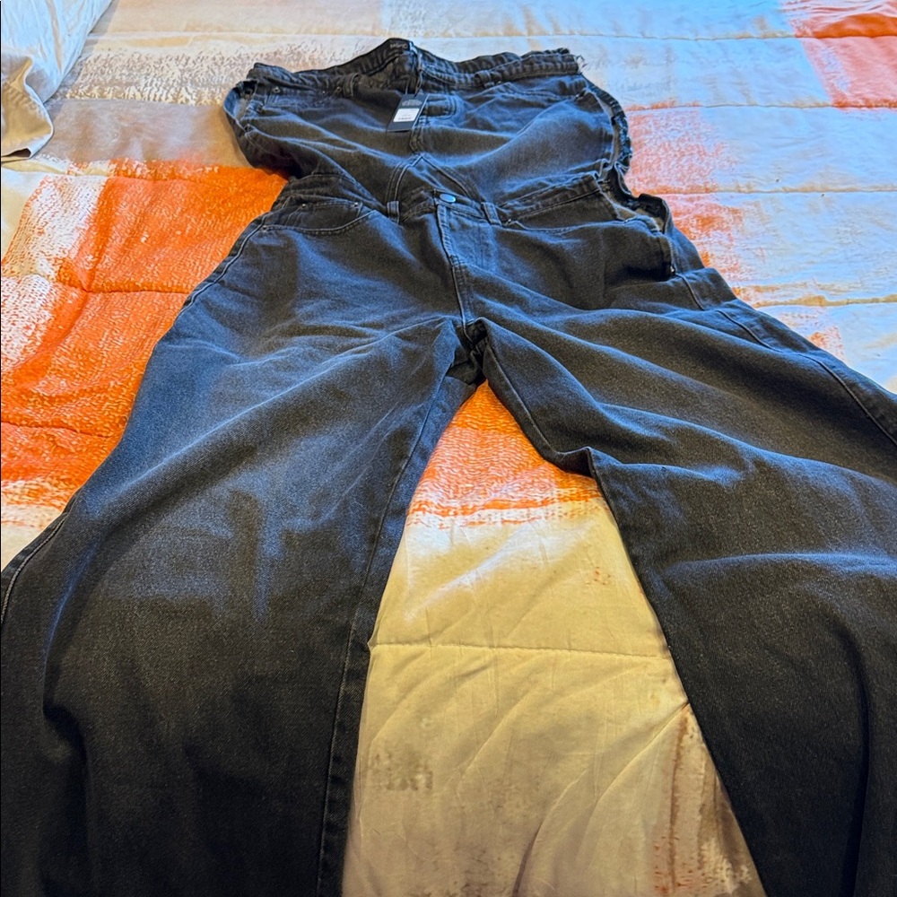 Fashion Nova Black Denim Overalls - Picture 2 of 3